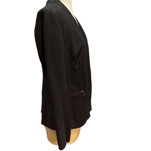 Rebecca Taylor Black Executive Lace Panel Blazer Sz 4 - Picture 6 of 16
